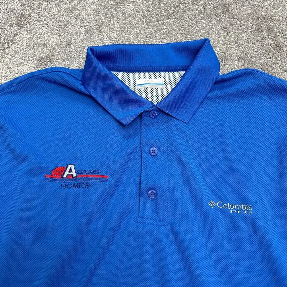 Columbia PFG Omni Shade Perfect Cast Polo Shirt Mens XL Blue Short Sleeve Fish